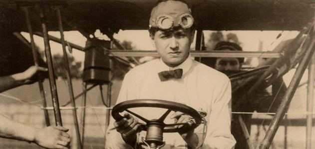 Dr. Henry Walden in his monoplane, early aviation pioneer