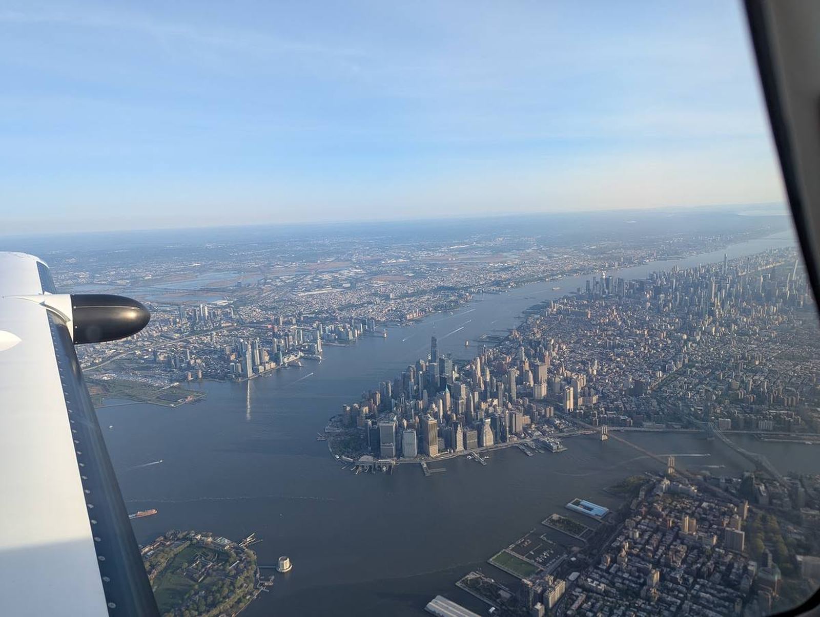 Manhattan from TBM 900 cockpit window
