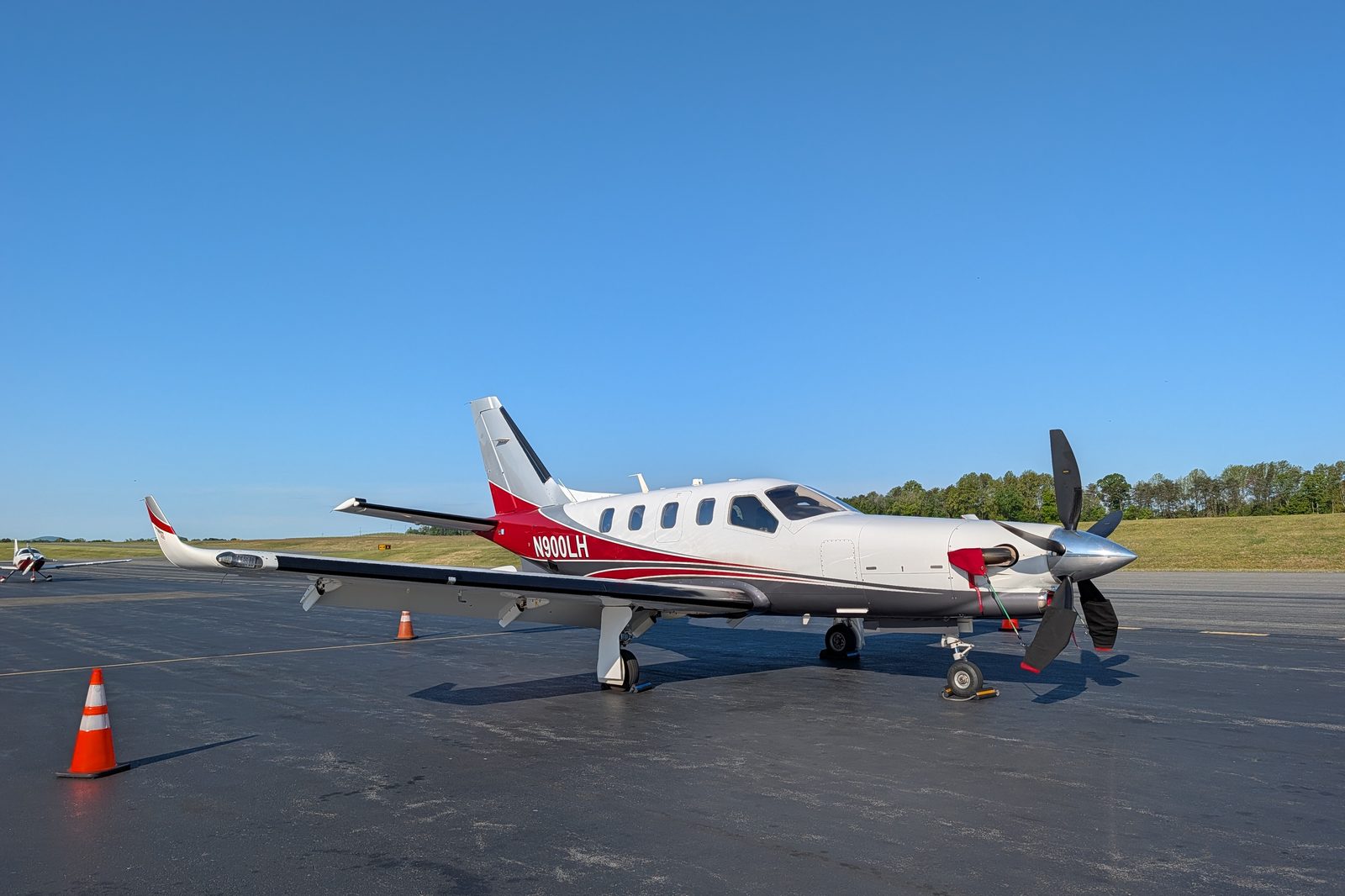 N900LH Daher TBM 900 on the ramp at Charlottesville